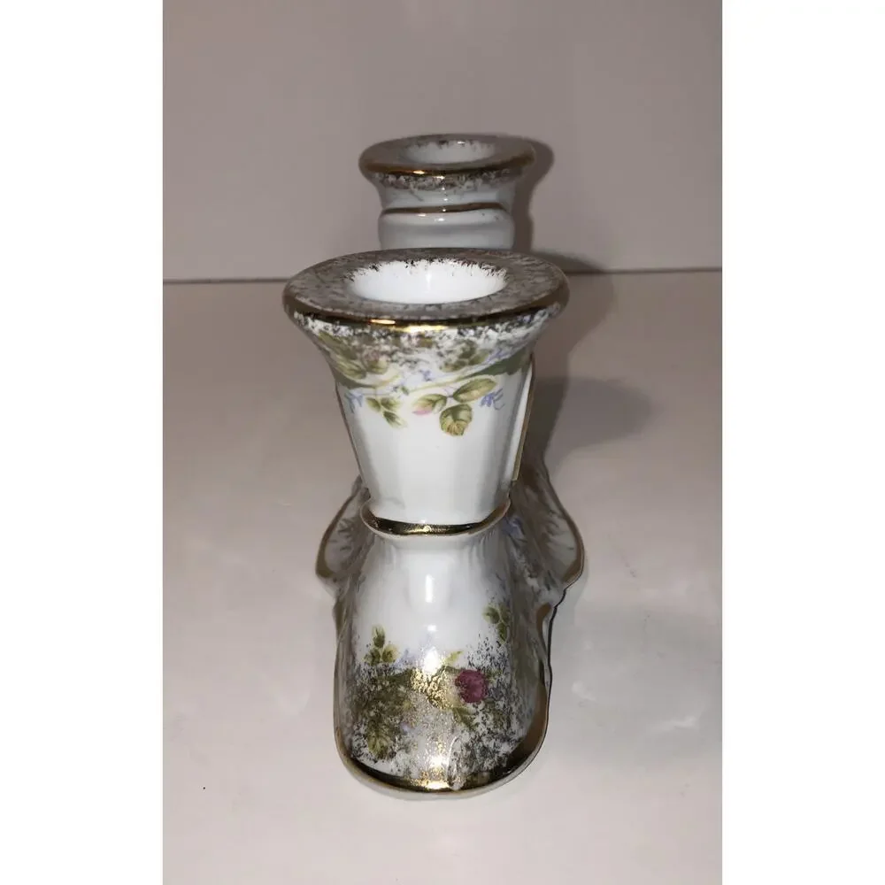 Chodziez Porcelain Candle Stand Poland Majestic Rose Floral Vintage Center Pc
